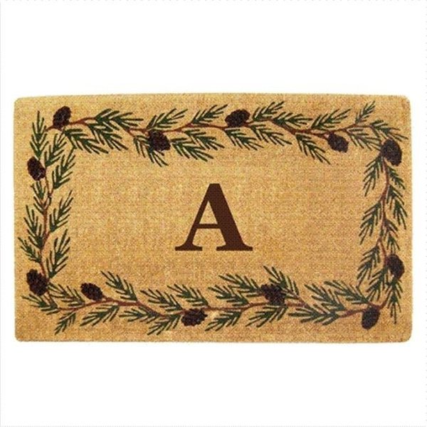 Nedia Home Nedia Home 02011A Heavy Duty Coco Mat 22 x 36 In. Evergreen Border Monogrammed A O2011A